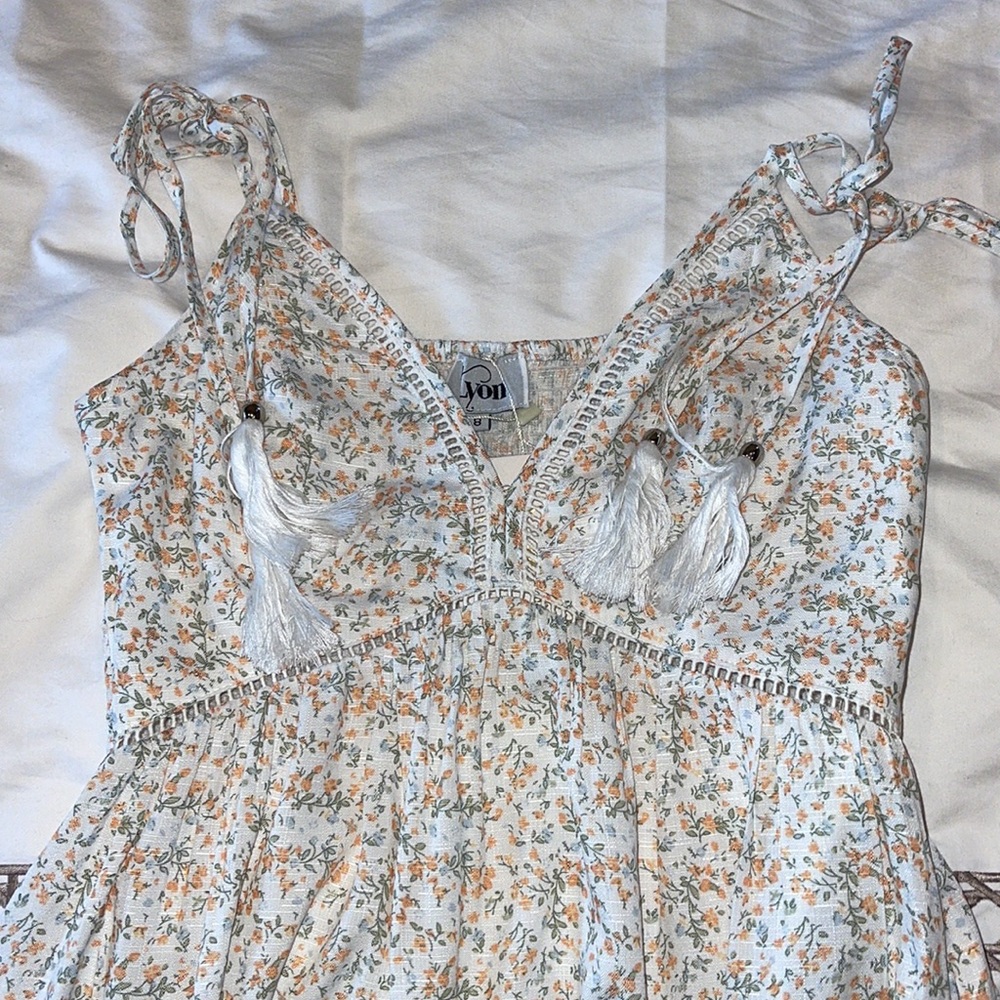 NWT Lyon Australia Floral Tassel Tie Mini Summer Dress - Picture 6 of 7